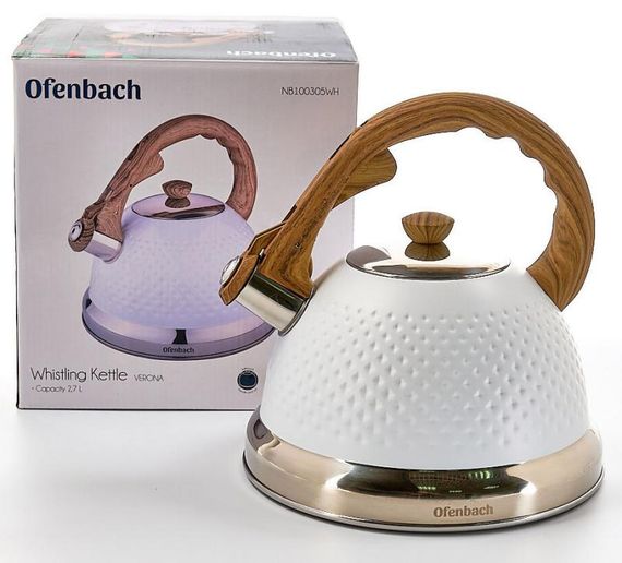 Чайник Ofenbach Whistling Kettle White 2.7л нержавіюча сталь зі свистком, білий | Зображення 6