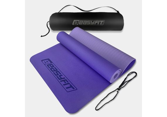 Коврик для йоги і фітнесу EasyFit TPE+TC 6 мм двошаровий + Чехол сиреневий (EF-1924s-VV)