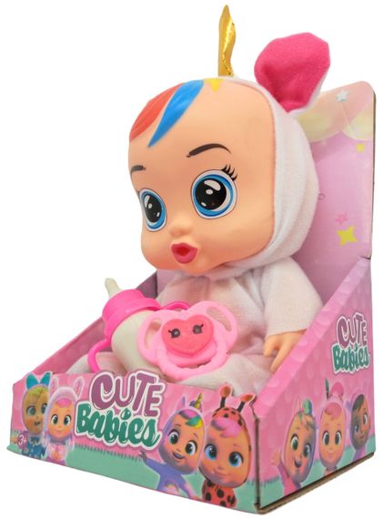 Лялька пупс, що плаче, говорить та сміється єдиноріг 18.5 см Cute babies із соскою та пляшечкою