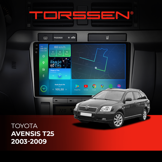 Штатна магнітола Torssen 2K Toyota Avensis T25 03-09 F98256 4G Carplay DSP