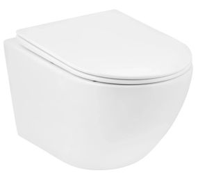 Унітаз підвісний безобідковий Kroner Harz WHI523632 RIMLESS з сидінням (KH523632WHIR) (CV032969)