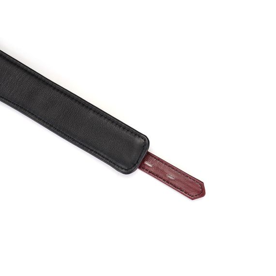 Шкіряний нашийник з повідцем Liebe Seele Wine Red Curved Collar, замок-сердечко Sex Aura | Зображення 5