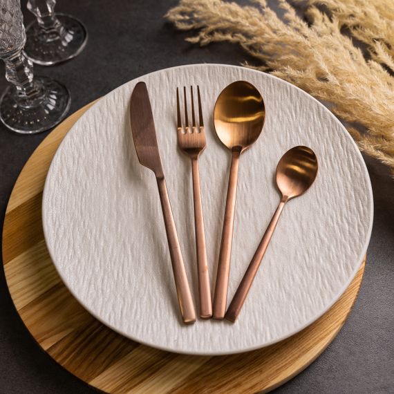 Набор столовых приборов на 6 персон 24 предмета столовый набор приборов Бронзовый HP-20-26 | Зображення 2