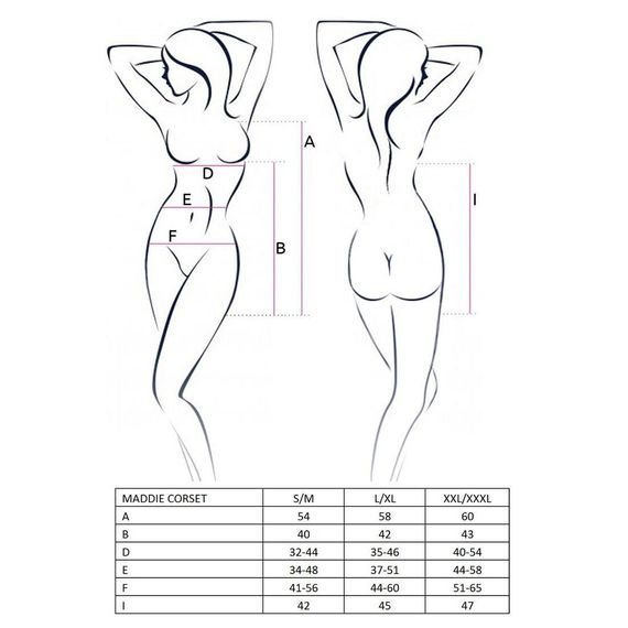 Корсет-сорочка с пажами MADDIE CORSET black XXL/XXXL - Passion, трусики | Зображення 2
