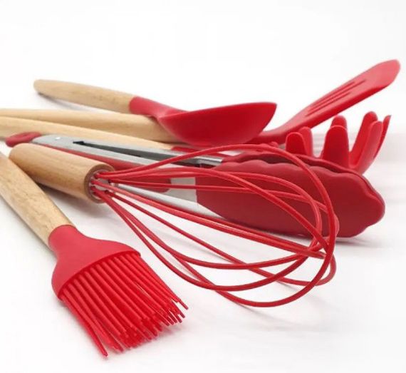 Набор кухонных предметов Silicone kitchen utensils set 12 предметов Красный | Зображення 2