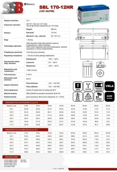 Аккумулятор гелевый AGM SSB 12v 170ah | Зображення 2
