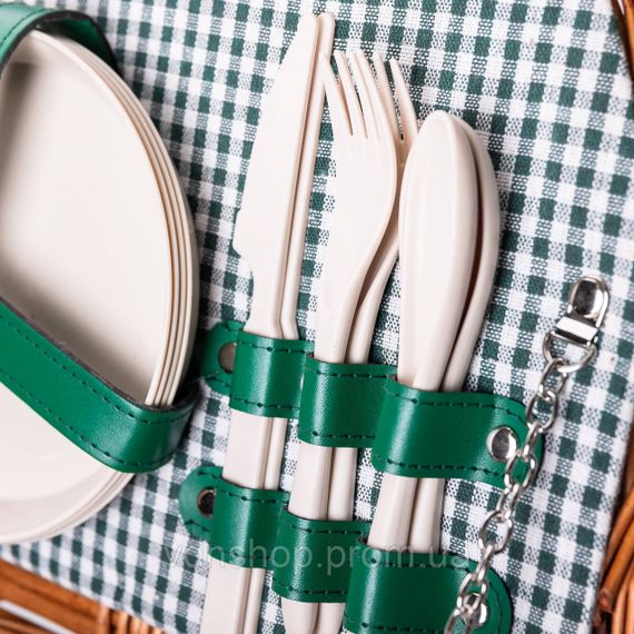 Кошик плетений для пікніка з посудом на 4 персони 41х31х22 см набір посуду туристичний для кемпінгу HP-ZQ-2 | Зображення 5