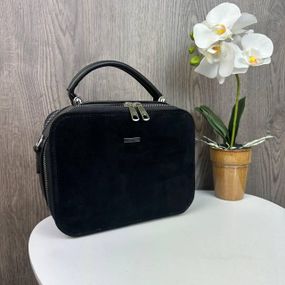 Сумка жноча через плече крос-боді маленька замшева чорна