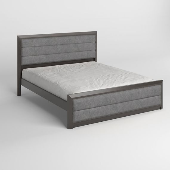 Полуторне дерев&#039;яне ліжко Mebigrand Барселона Б5 Графітовий (RAL9011)/Аляска 93 (Сірий) 120х200 см (MBG-14225) | Зображення 1