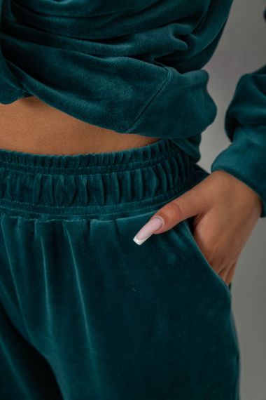 Спортивный костюм женский велюровый, цвет зеленый, 241R1530-5 | Зображення 4