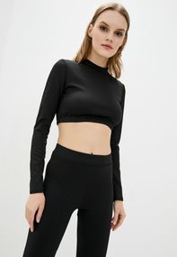 Спортивный топ 4Profi с длинным рукавом без принта черный размер L бифлекс 16428