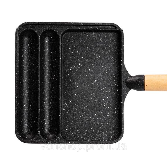 Сковорода прямокутна на 3 секції з антипригарним покриттям чорна HP39572B | Зображення 5