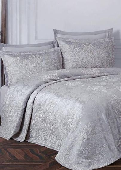 Покрывало(240х260см) с наволочками (50х70см) Gardines Melisa gri Жаккард