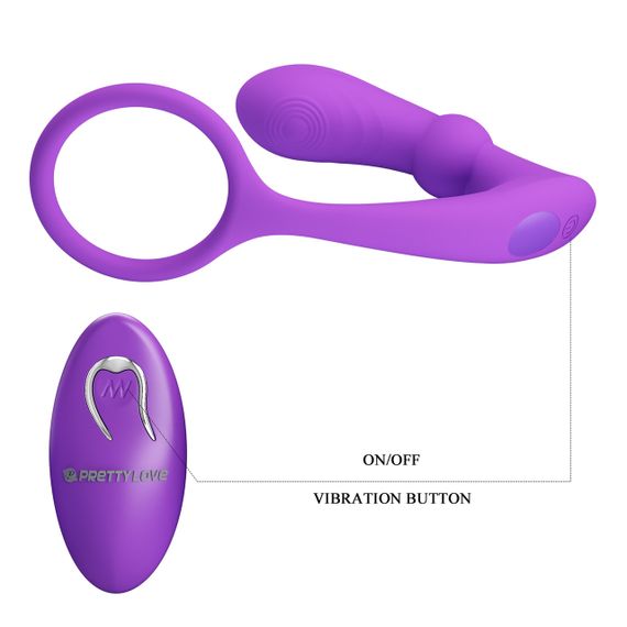 Массажер простаты PRETTY LOVE Warren Purple 12 vibration functions 12 pulse wave settings Sex Aura | Зображення 5