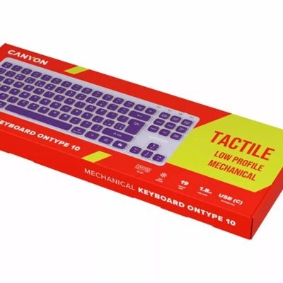 Клавиатура Canyon OnType 10 TKL Mechanical Silent Low-profile USB UA Violet (CNS-HKB10V) | Зображення 9