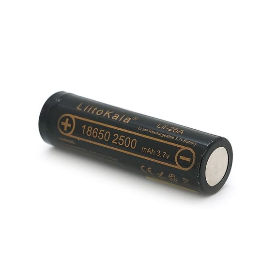 Акумулятор 18650 Li-Ion LiitoKala Lii-25A, 2500mah (2450-2650mah), 3.7V (2.75-4.2V), Black, PVC BOX Q2,  цiна за 1 шт | Зображення 1