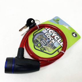 Замок велосипедний KIHUU LOCK 187, 10*65 тросовий, 2 ключі. Колір: червоний GO-40