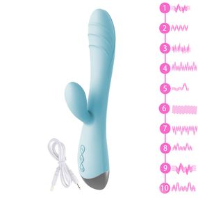 Вібратор з кліторальним відростком Babydoll Універсальний. Голубий 1219-2
