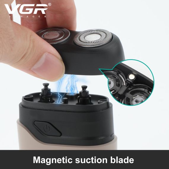 Електробритва VGR V-345 Grey роторна, водонепроникна IPX7 (45694-V-345 GREY_290) | Зображення 8