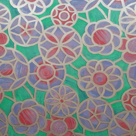 Пленка самоклеющаяся (самоклейка) d-c-fix 200-5459 0,90х 1м. витражная  мозаичные цветы