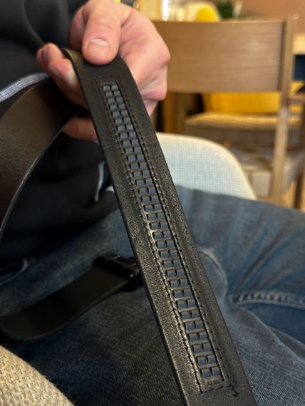 Ремень мужской кожаный черный пряжка автомат пояс из натуральной кожи (8490) | Зображення 8