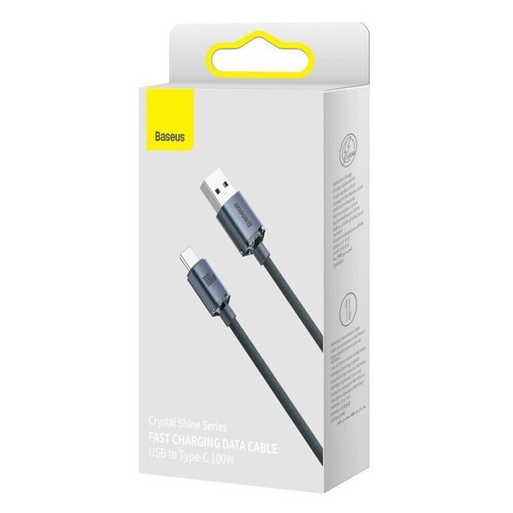 Дата кабель Baseus Crystal Shine Series USB to Type-C 100W (2m) (CAJY00050) | Зображення 3