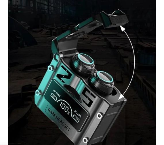 Навушники бездротові TWS M25 з Павер Банком 2000 mah Кейс Silver навушники Black (16069-hbr) | Зображення 4