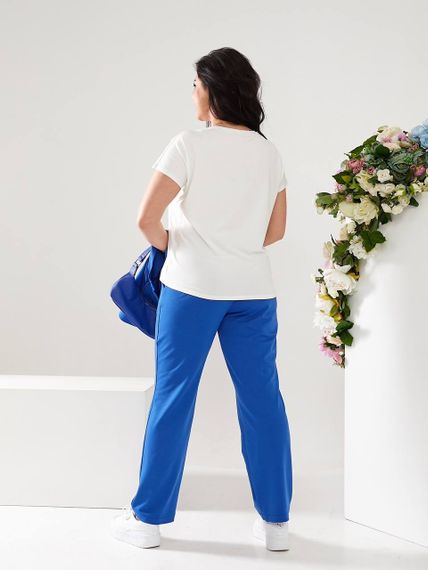 Женский костюм тройка рубашка+футболка+брюки трикотажный NB23007 размер 46/48 цвет синий | Зображення 4