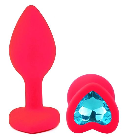 Анальна пробка EGZO Silicone Pink Heart Plug з кристалом, рожева, розмір S Sex Aura | Зображення 1