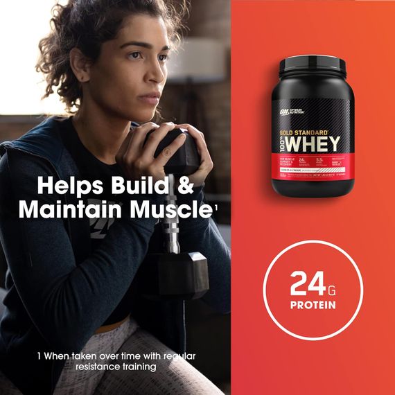 Протеин Optimum Gold Standard 100% Whey 908 g (Cookies cream) | Зображення 2