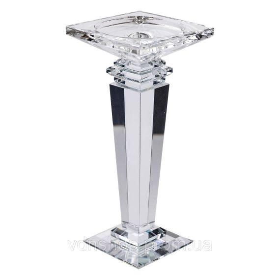 Підсвічник скляний на високій ніжці 9.5×9.5×22.5 см декоративний прозорий HP-4-53M | Зображення 1