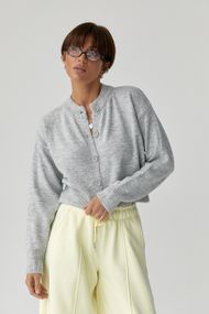 Теплий в'язаний короткий кардиган - сірий цвет, ONE SIZE (є розміри)