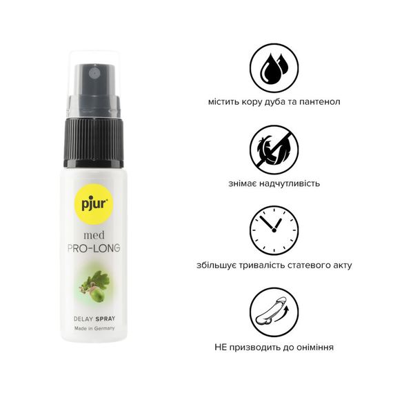 Спрей-пролонгатор pjur med Pro-long Spray 20 мл, з екстрактом дубової кори та пантенолом | Зображення 1