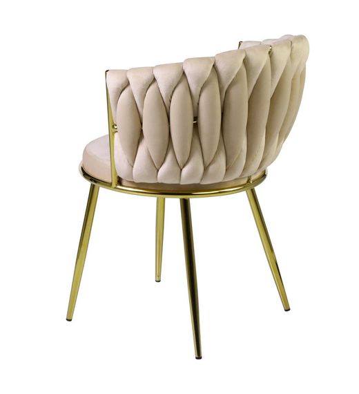Гламурний стілець Mila GD на золотих металевих ніжках, м'яка оббивка велюр бежевий UC-902 | Зображення 3