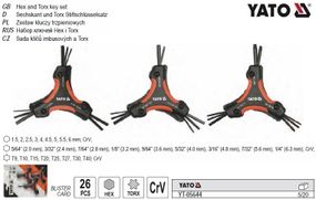 Набір ключів шестигранних YATO Польща HEX H1.5-H6 TORX T9-T40 26 штук YT-05644