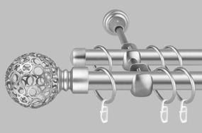 Карниз для штор двухрядный металлический 19 мм, Савона Сатин 320 см. (стык 2-х труб)