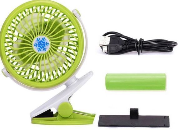 Портативный настольный вентилятор Mini Fan WX 6503 мини охладитель на аккумуляторе с прищепкой 2 скорости 4 Вт Салатовый | Зображення 2