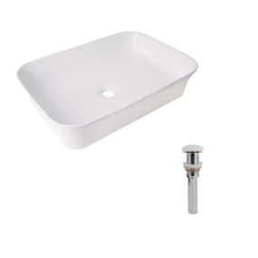 Комплект Qtap Virgo N: Раковина накладна 560x380x130 мм, White, прямокутна + Донний клапан Pop-up PU02