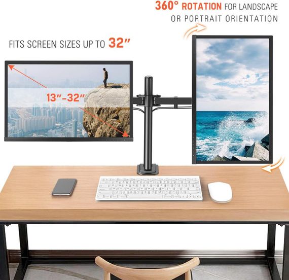 Eono Настільне кріплення для двох моніторів | Зображення 7