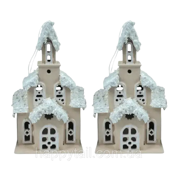 Декоративний новорічний будиночок з дерева 10*12*25 см Капучино 28124500
