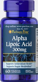 Альфа-липоевая кислота, Alpha Lipoic Acid, Puritan's Pride, 300 мг, 60 капсул