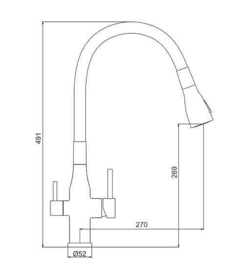 Змішувач для кухні Gappo з виходом для питної води, з гнучким виливом G4399-65 | Зображення 1