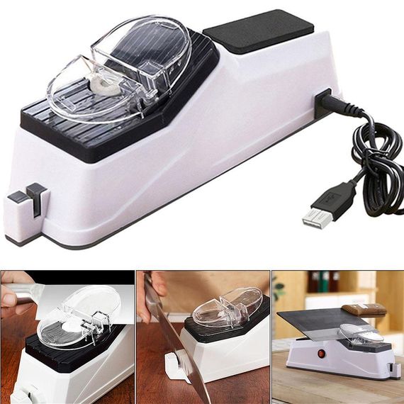 Електрична стругачка для ножів Electric Knife Sharpener від USB, Білий/професійна електроточилка/Ніжеточка | Зображення 7