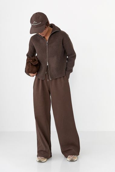 Теплий кардиган із коміром - коричневий цвет, ONE SIZE (є розміри) | Зображення 2