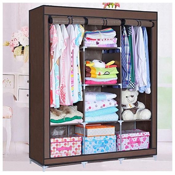 Шафа тканинний 3 секції складаний з каркасом STORAGE WARDROBE KR130 175 х 130 х 45 см | Зображення 1