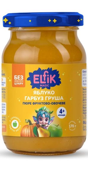 Пюре яблуко-гарбуз-груша Elfik Magic 170 г х 12 шт