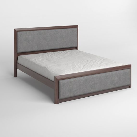 Двоспальне дерев'яне ліжко Mebigrand Барселона Б4 Горіх темний/Аляска 93 (Сірий) 160х190 см (MBG-13952) | Зображення 1