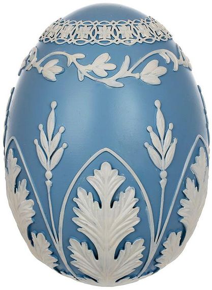 Декоративне яйце "Білий Орнамент" 16х16х21см, полістоун