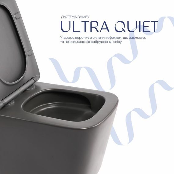 Унітаз підвісний Tern Ultra Quiet 490×365×325 мм, Anthracite, із сидінням Slim Duroplast/Soft-close/Quick Release | Зображення 4