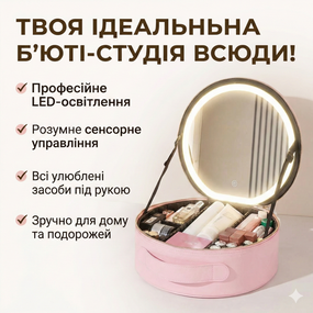 Портативный органайзер для косметики с LED XL-1643 зеркалом и сенсорной подсветкой Beauty Travel Case
